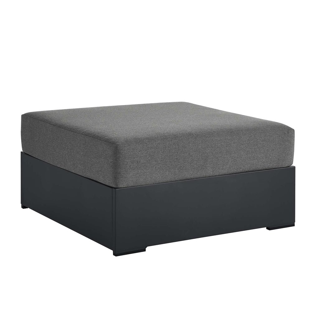 Tahoe Outdoor Patio Powder-Coated Aluminum Ottoman - Gray Charcoal