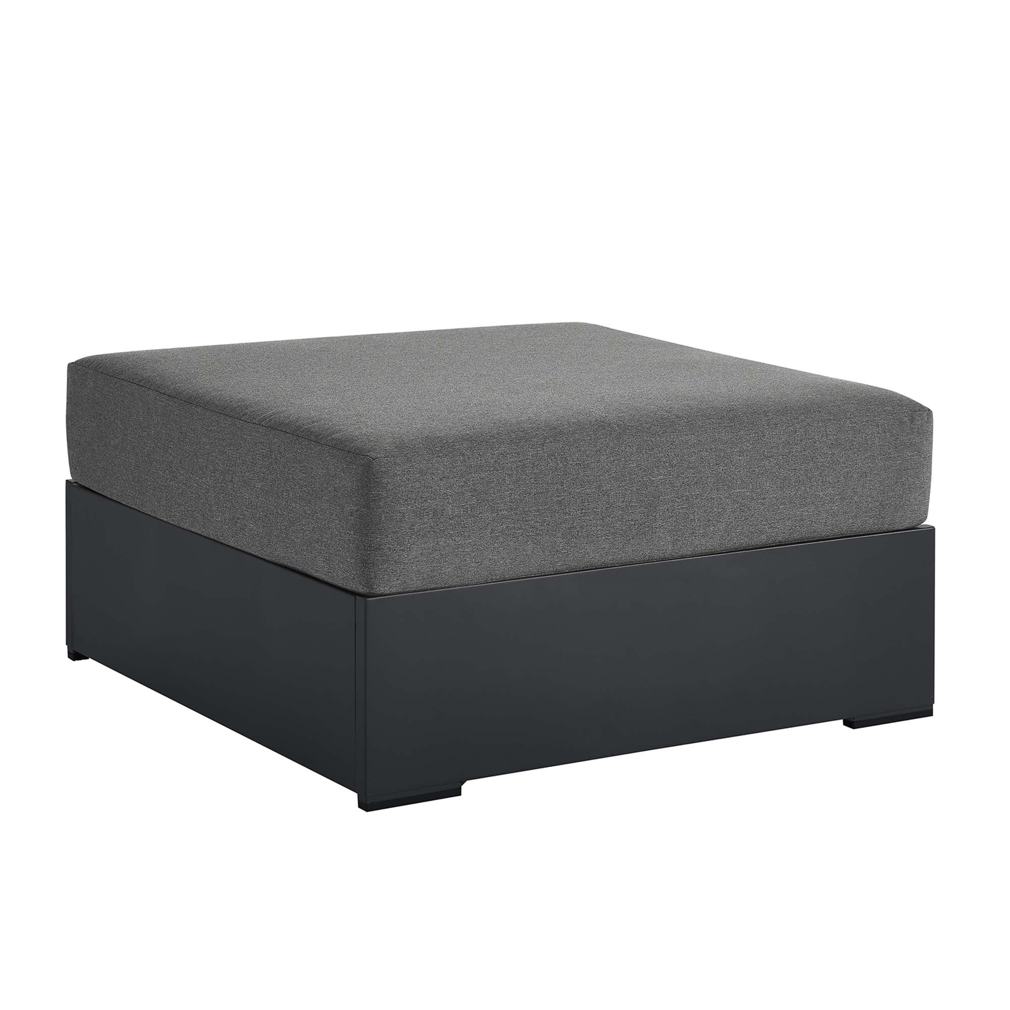 Tahoe Outdoor Patio Powder-Coated Aluminum Ottoman - Gray Charcoal