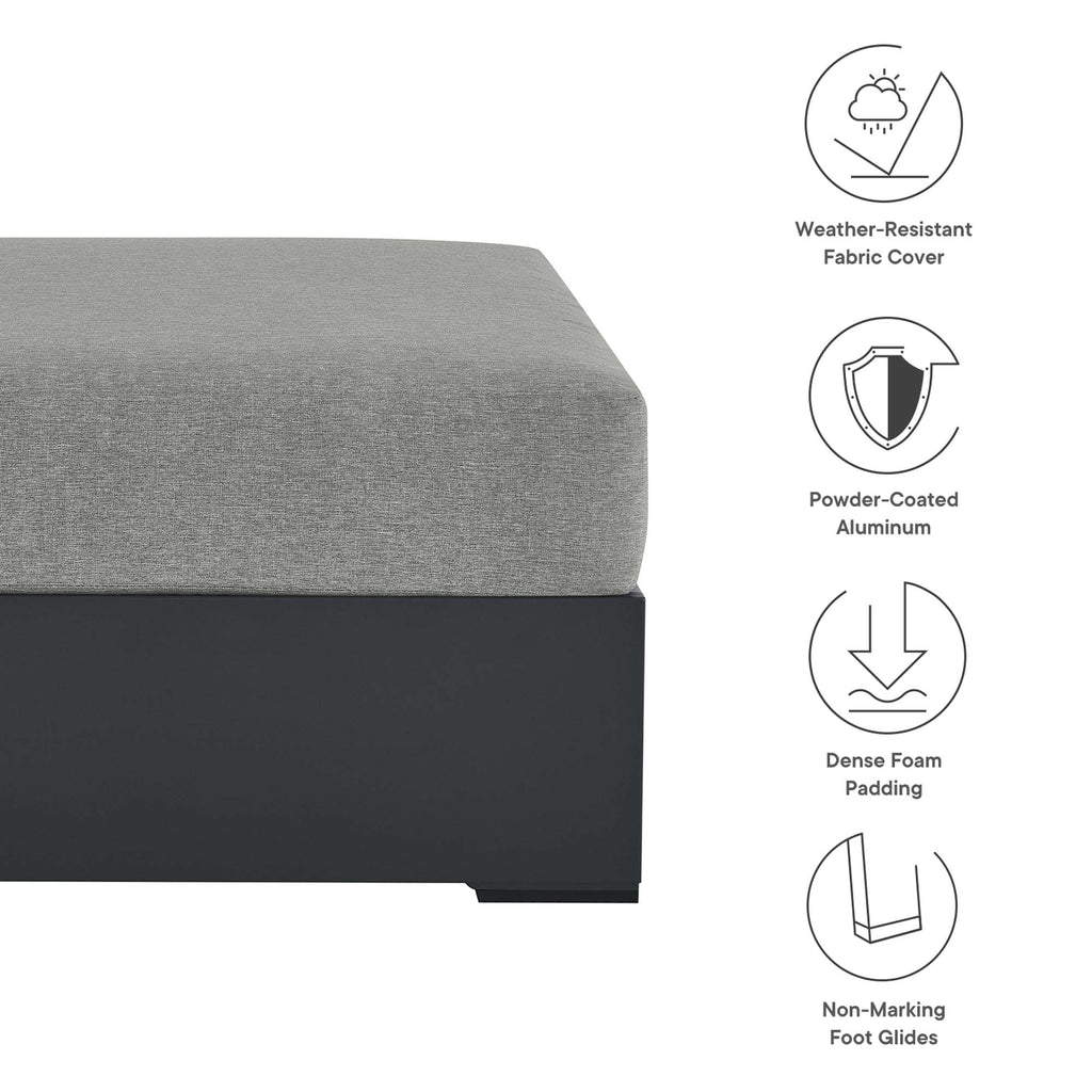 Tahoe Outdoor Patio Powder-Coated Aluminum Ottoman - Gray Gray