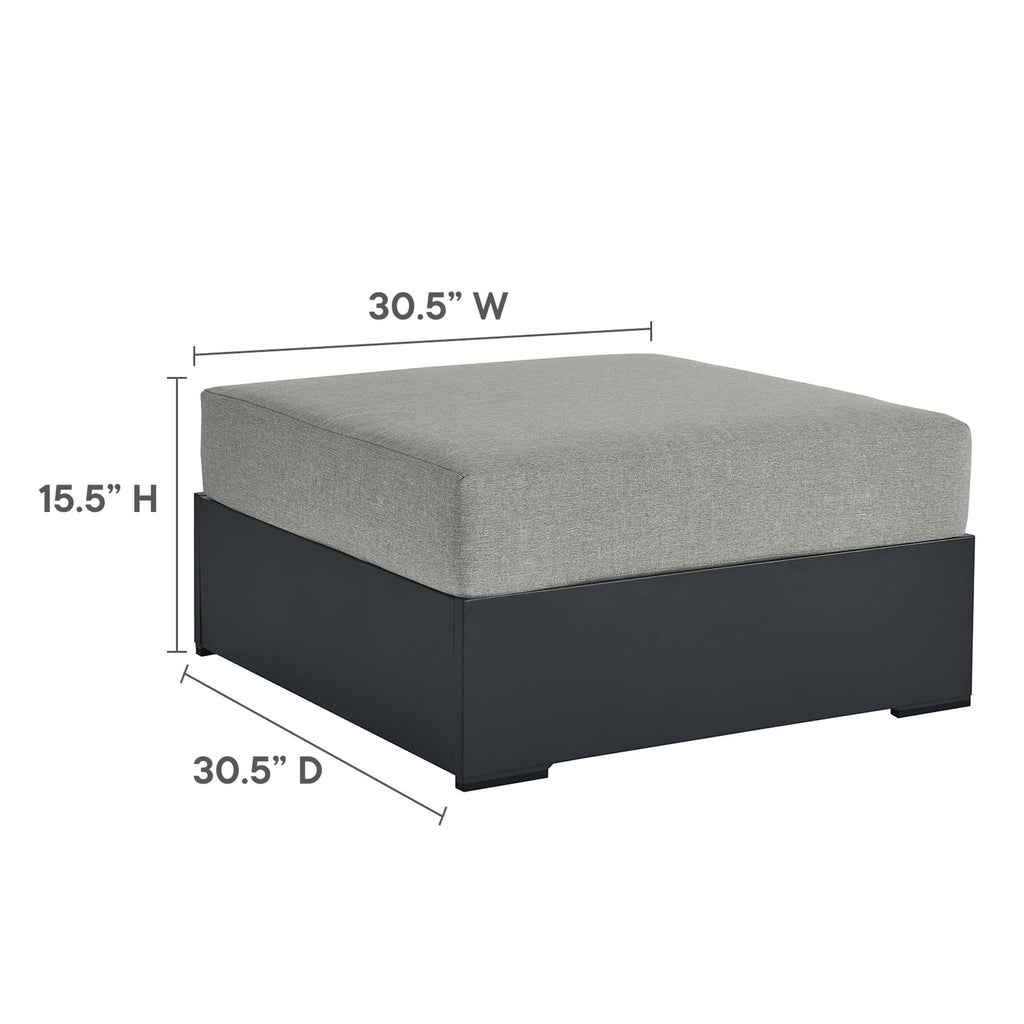 Tahoe Outdoor Patio Powder-Coated Aluminum Ottoman - Gray Gray