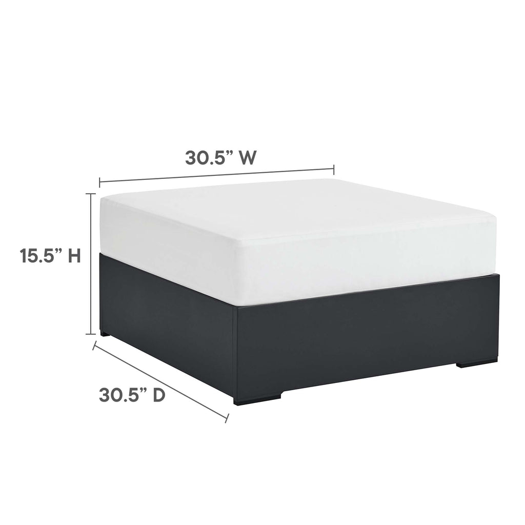 Tahoe Outdoor Patio Powder-Coated Aluminum Ottoman - Gray White