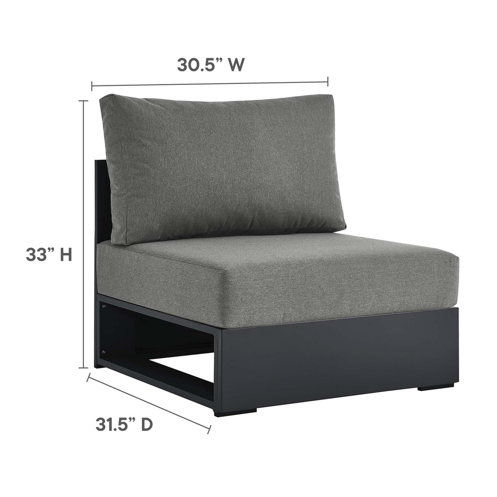 Tahoe Outdoor Patio Powder-Coated Aluminum Modular Armless Chair - Gray Charcoal