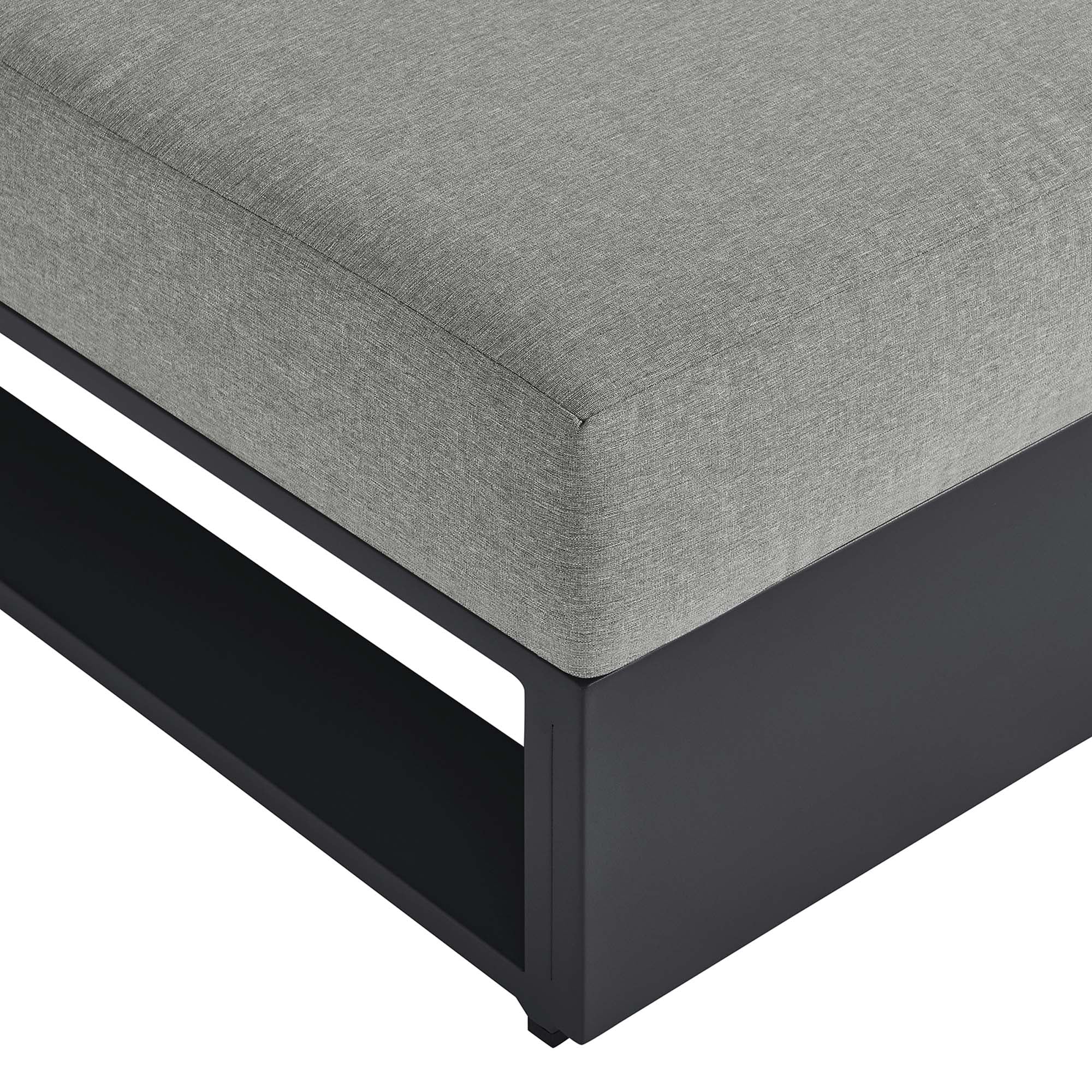 Tahoe Outdoor Patio Powder-Coated Aluminum Modular Armless Chair - Gray Gray