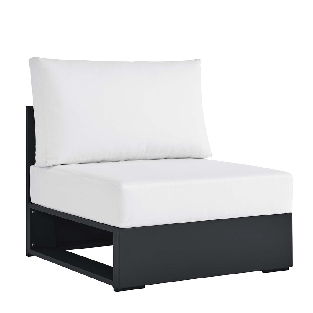 Tahoe Outdoor Patio Powder-Coated Aluminum Modular Armless Chair - Gray White