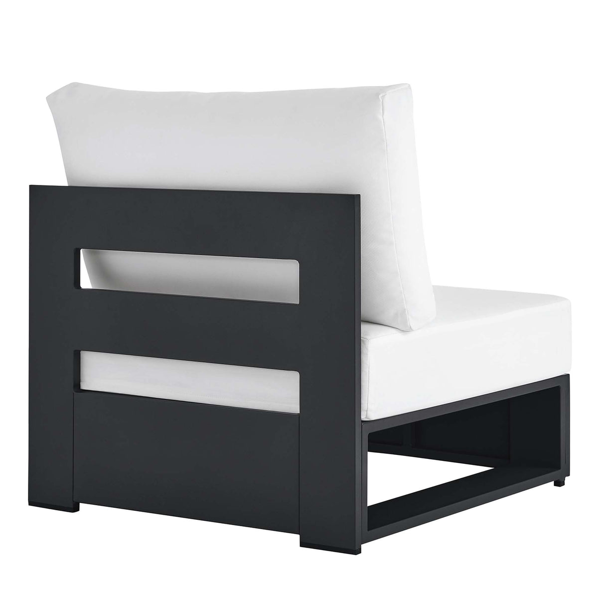 Tahoe Outdoor Patio Powder-Coated Aluminum Modular Armless Chair - Gray White