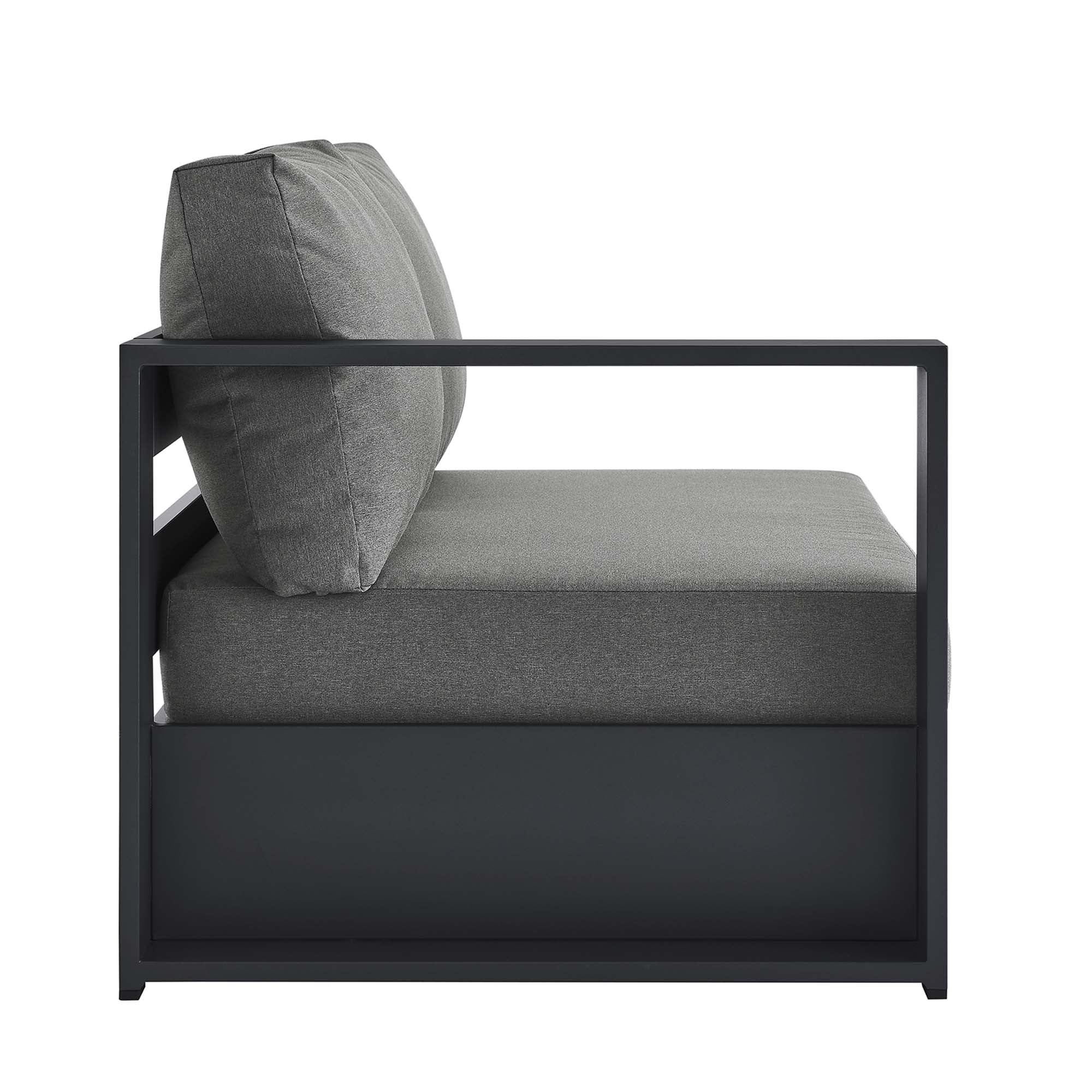 Tahoe Outdoor Patio Powder-Coated Aluminum Modular Left-Facing Loveseat - Gray Charcoal