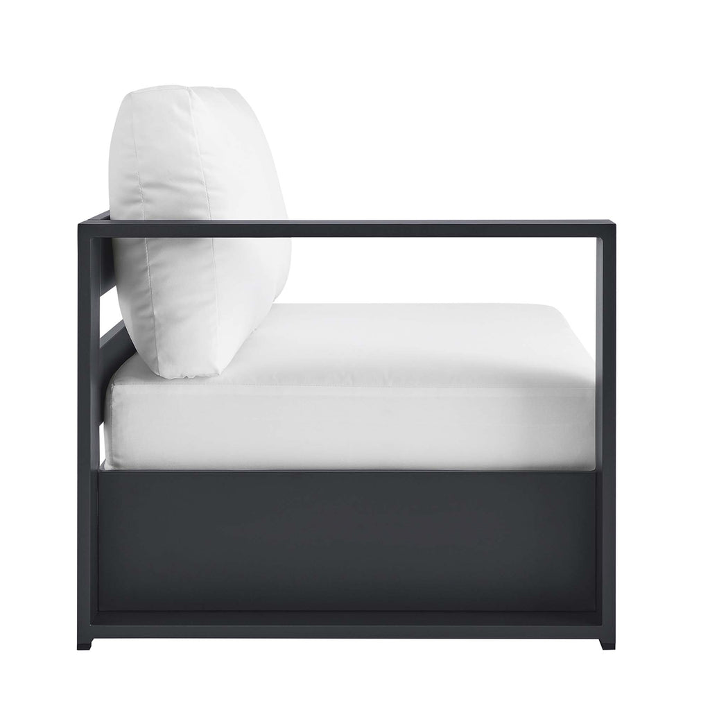 Tahoe Outdoor Patio Powder-Coated Aluminum Modular Left-Facing Loveseat - Gray White