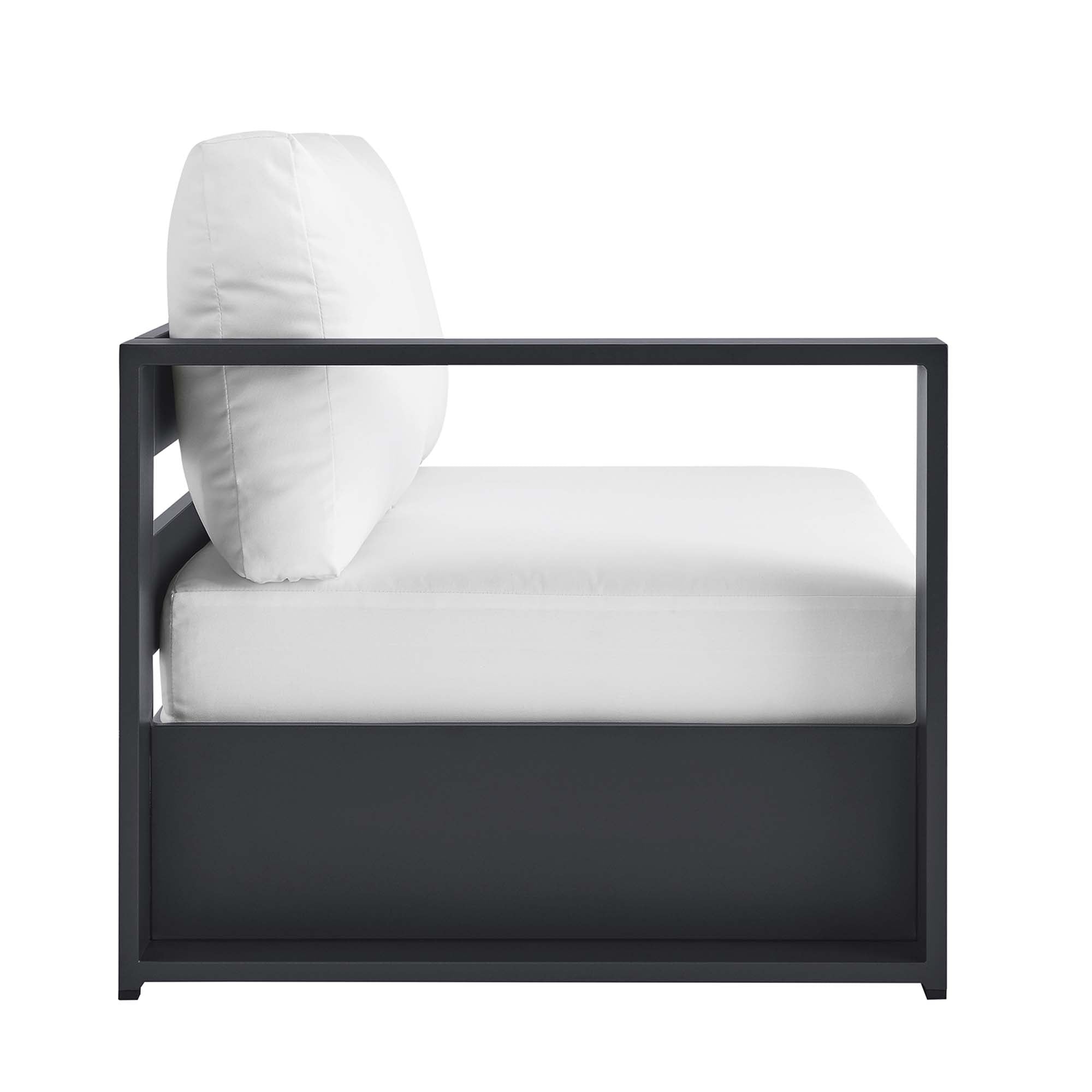 Tahoe Outdoor Patio Powder-Coated Aluminum Modular Left-Facing Loveseat - Gray White