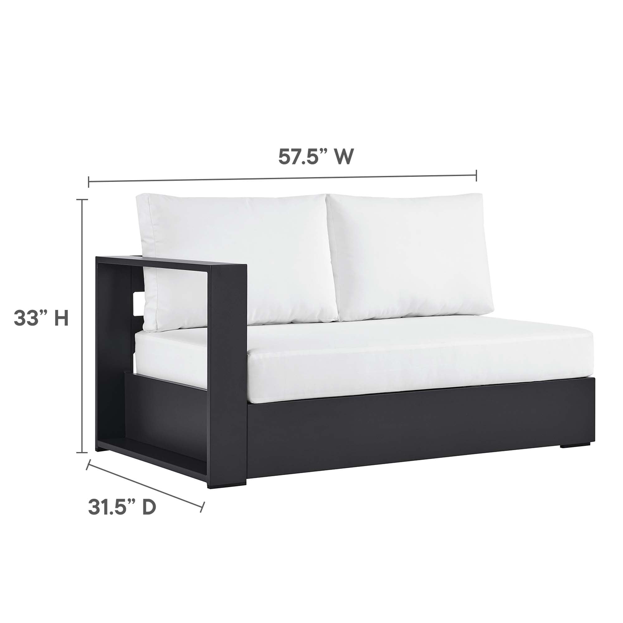 Tahoe Outdoor Patio Powder-Coated Aluminum Modular Left-Facing Loveseat - Gray White