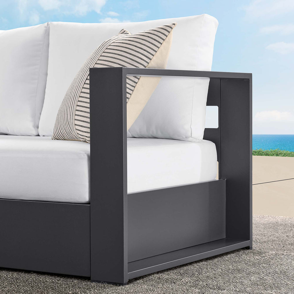 Tahoe Outdoor Patio Powder-Coated Aluminum Modular Right-Facing Loveseat - Gray White