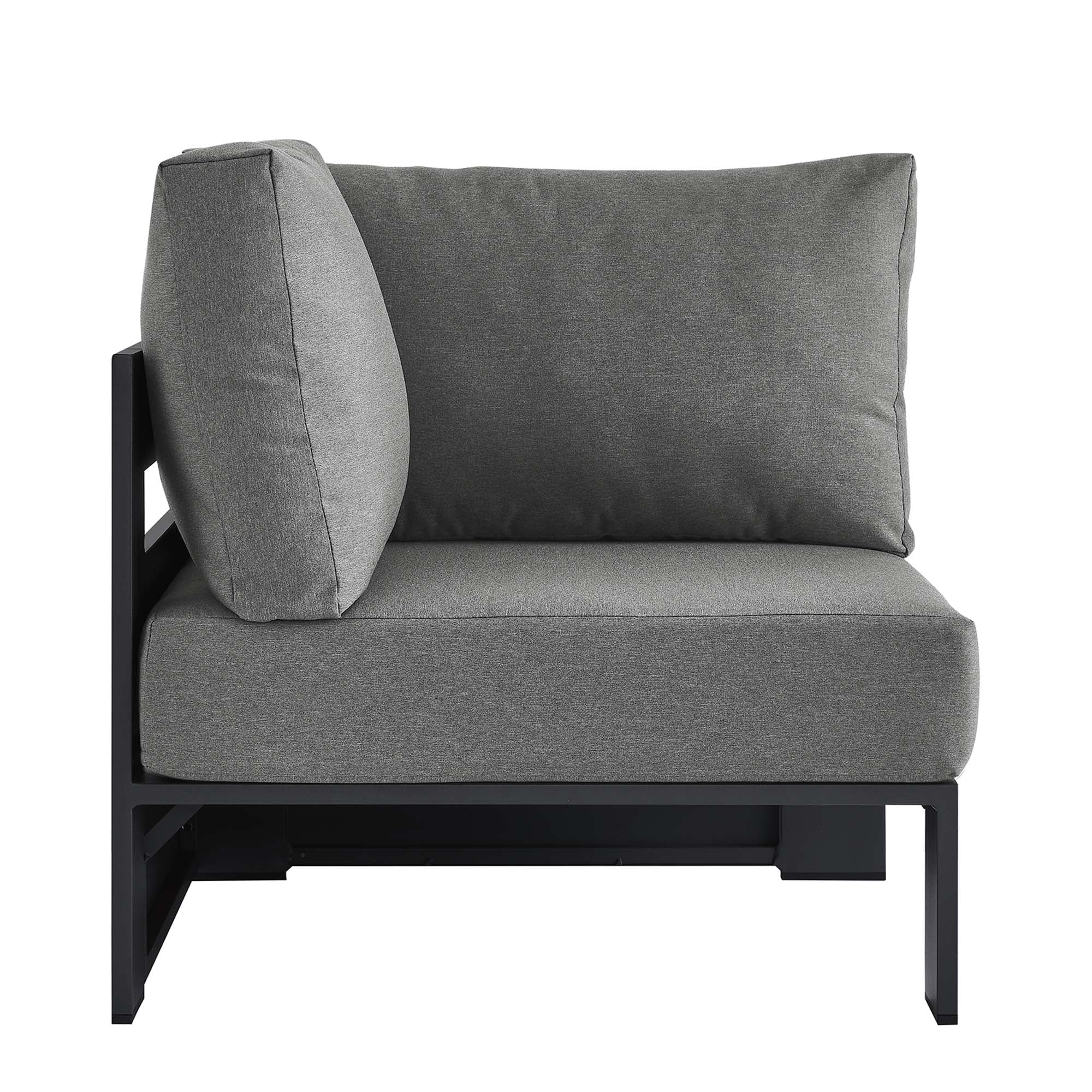 Tahoe Outdoor Patio Powder-Coated Aluminum Modular Corner Chair - Gray Charcoal
