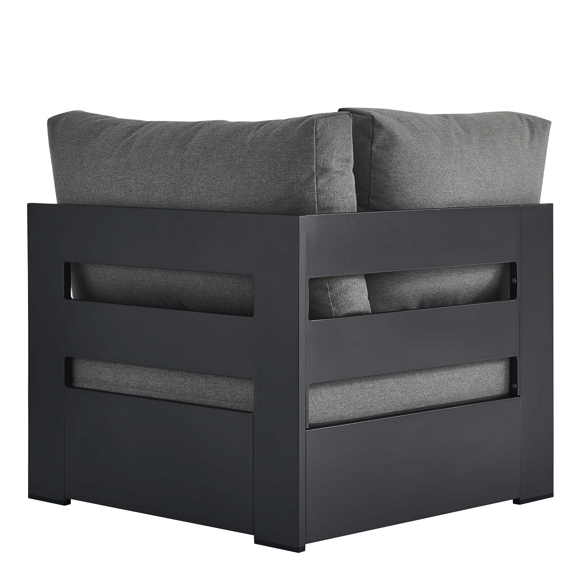 Tahoe Outdoor Patio Powder-Coated Aluminum Modular Corner Chair - Gray Charcoal