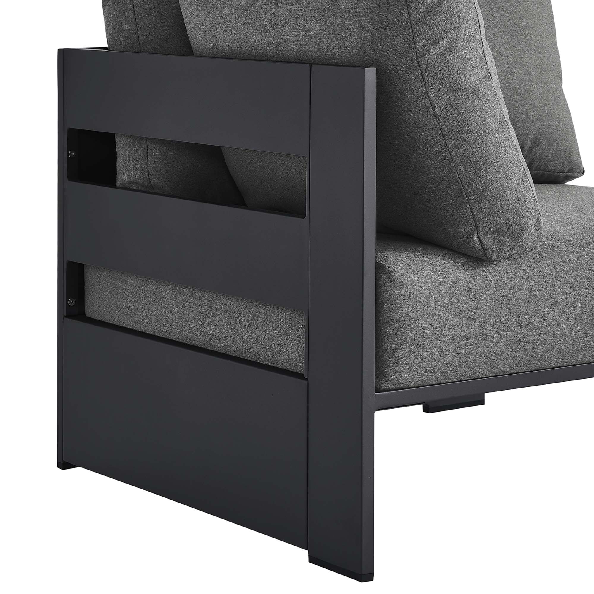 Tahoe Outdoor Patio Powder-Coated Aluminum Modular Corner Chair - Gray Charcoal
