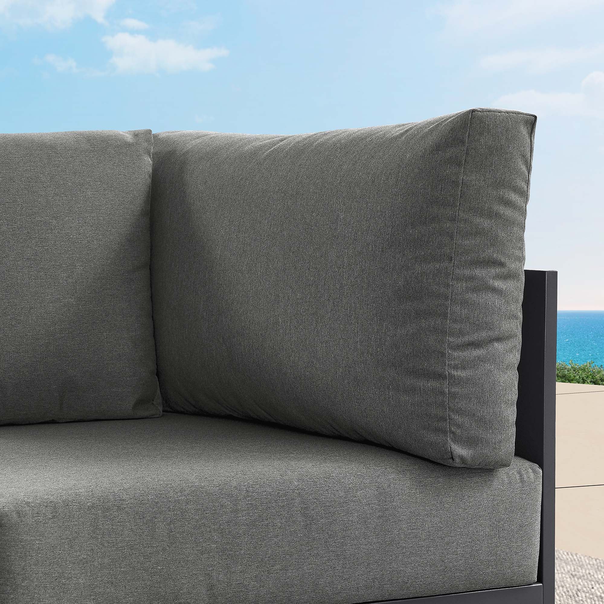 Tahoe Outdoor Patio Powder-Coated Aluminum Modular Corner Chair - Gray Charcoal