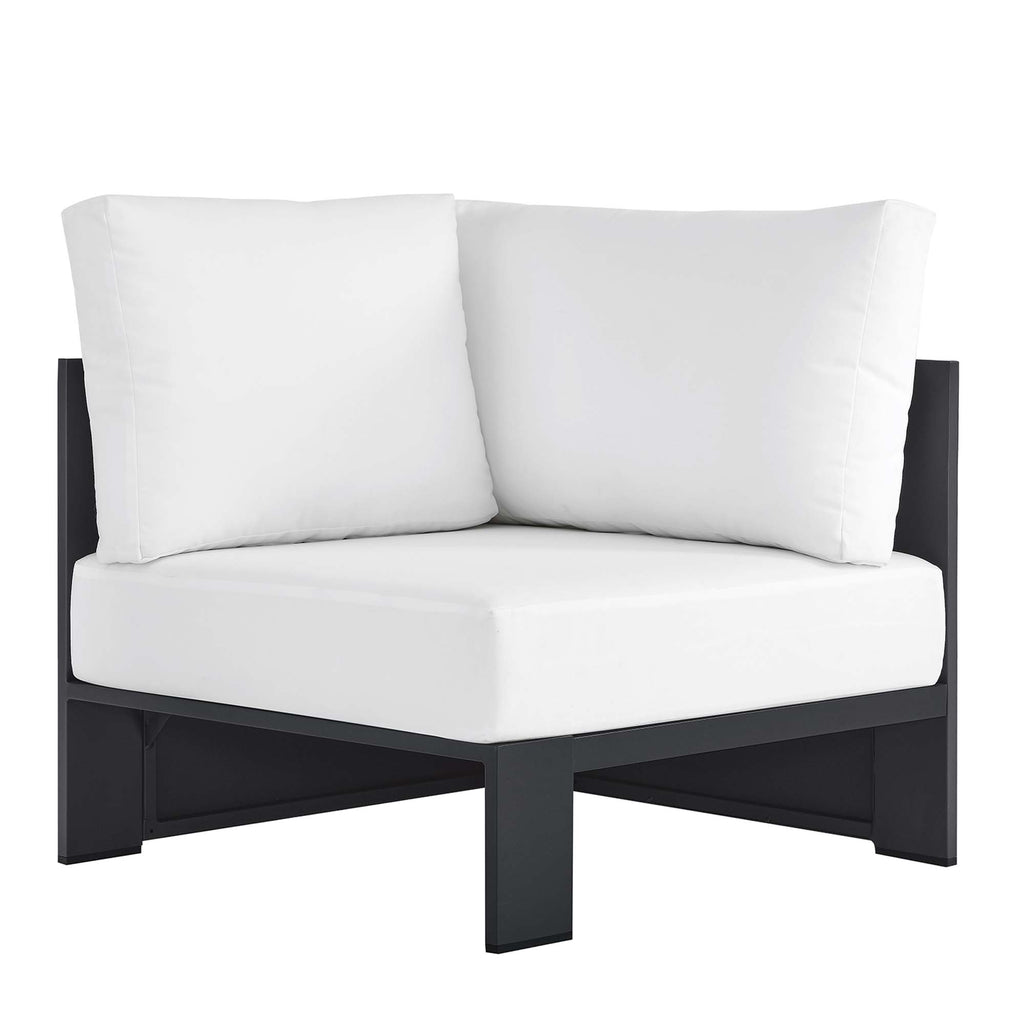 Tahoe Outdoor Patio Powder-Coated Aluminum Modular Corner Chair - Gray White