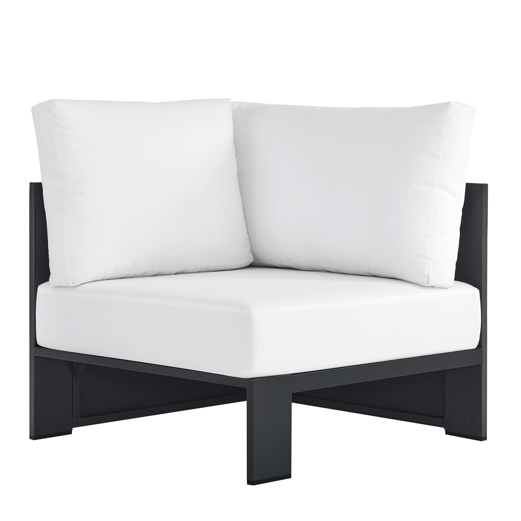 Tahoe Outdoor Patio Powder-Coated Aluminum Modular Corner Chair - Gray White