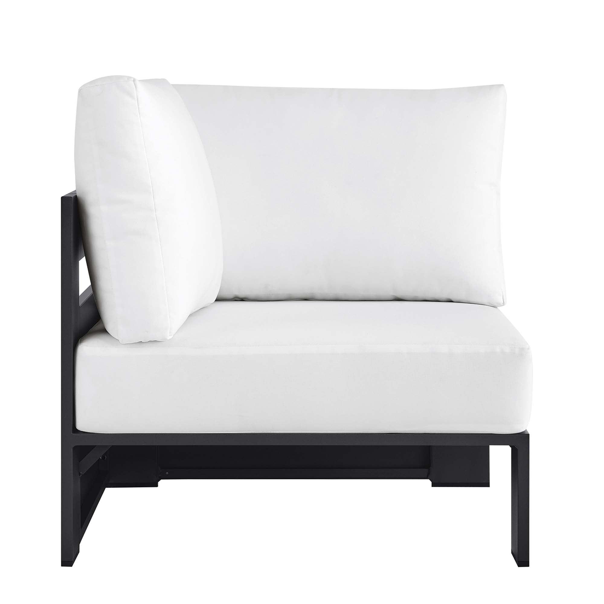 Tahoe Outdoor Patio Powder-Coated Aluminum Modular Corner Chair - Gray White