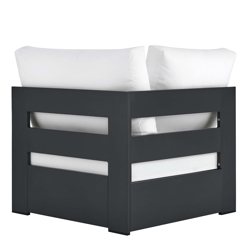 Tahoe Outdoor Patio Powder-Coated Aluminum Modular Corner Chair - Gray White