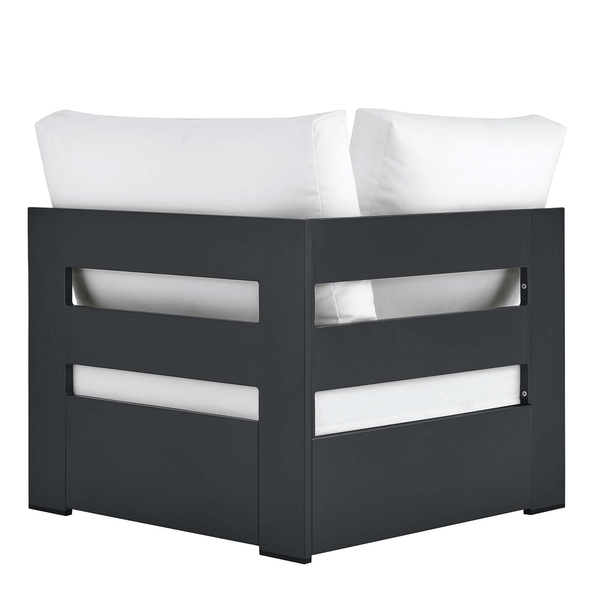 Tahoe Outdoor Patio Powder-Coated Aluminum Modular Corner Chair - Gray White