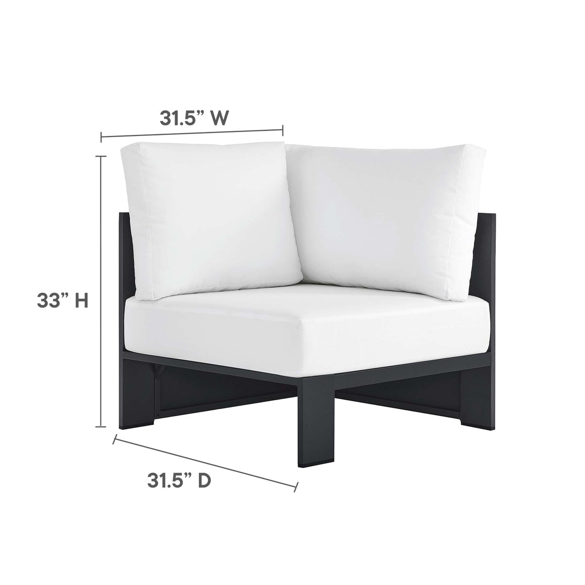 Tahoe Outdoor Patio Powder-Coated Aluminum Modular Corner Chair - Gray White