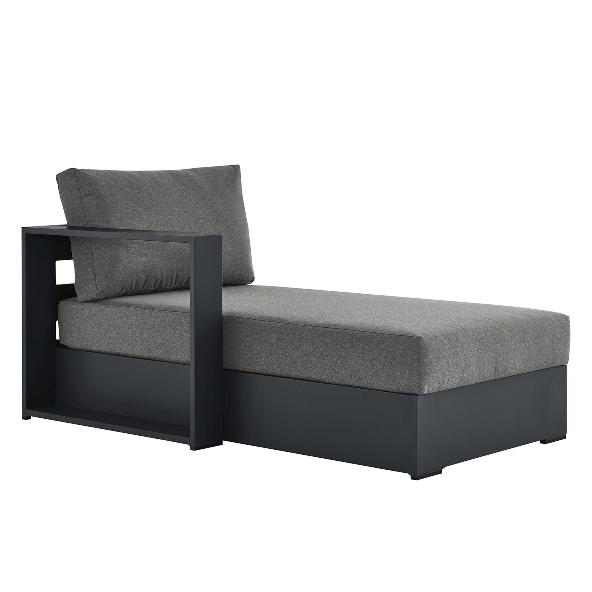 Tahoe Outdoor Patio Powder-Coated Aluminum Modular Left-Facing Chaise Lounge - Gray Charcoal
