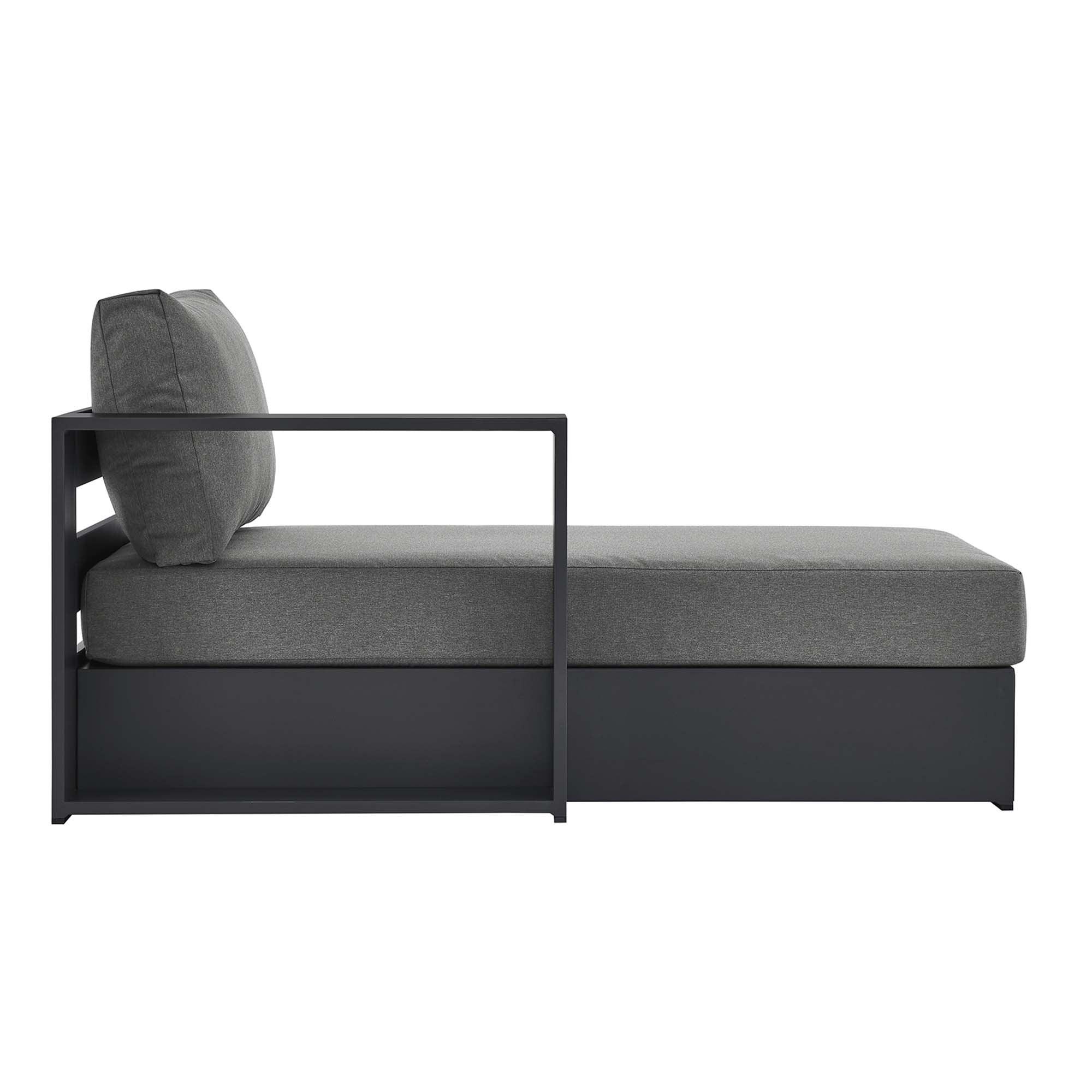 Tahoe Outdoor Patio Powder-Coated Aluminum Modular Left-Facing Chaise Lounge - Gray Charcoal