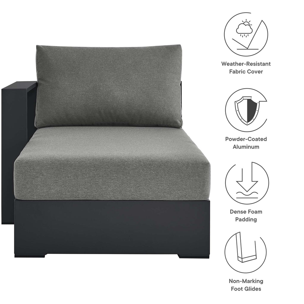 Tahoe Outdoor Patio Powder-Coated Aluminum Modular Left-Facing Chaise Lounge - Gray Charcoal
