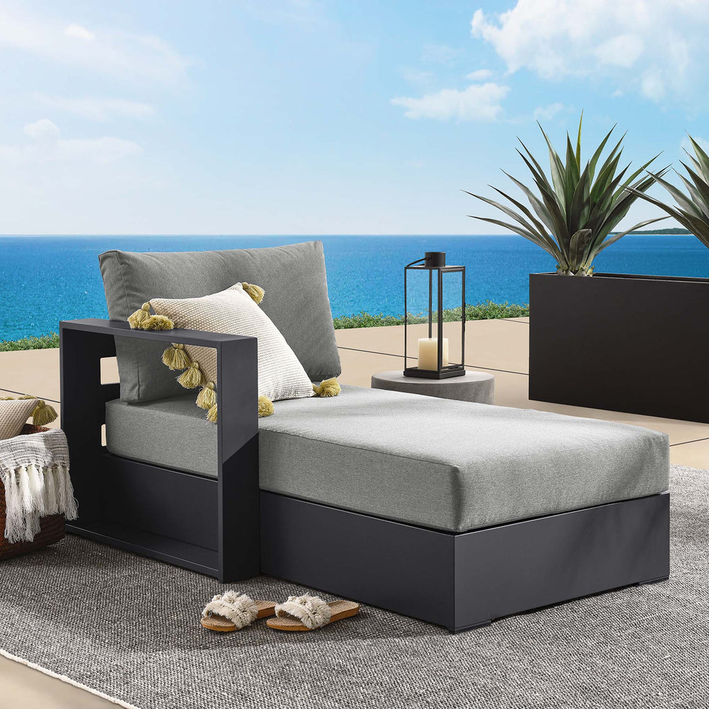 Tahoe Outdoor Patio Powder-Coated Aluminum Modular Left-Facing Chaise Lounge - Gray Charcoal