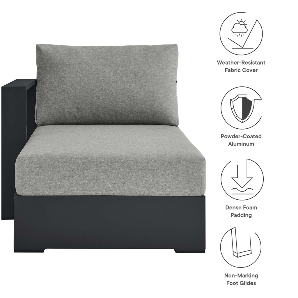 Tahoe Outdoor Patio Powder-Coated Aluminum Modular Left-Facing Chaise Lounge - Gray Gray