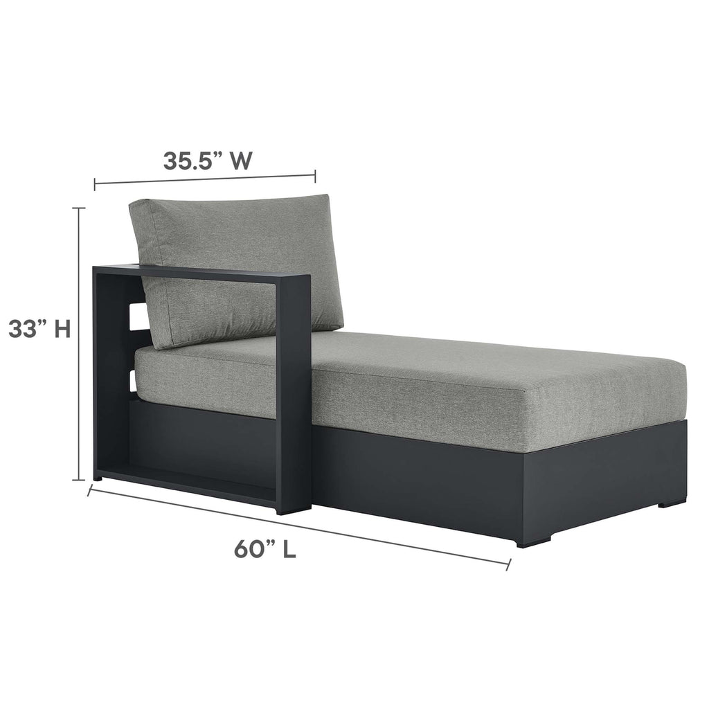 Tahoe Outdoor Patio Powder-Coated Aluminum Modular Left-Facing Chaise Lounge - Gray Gray