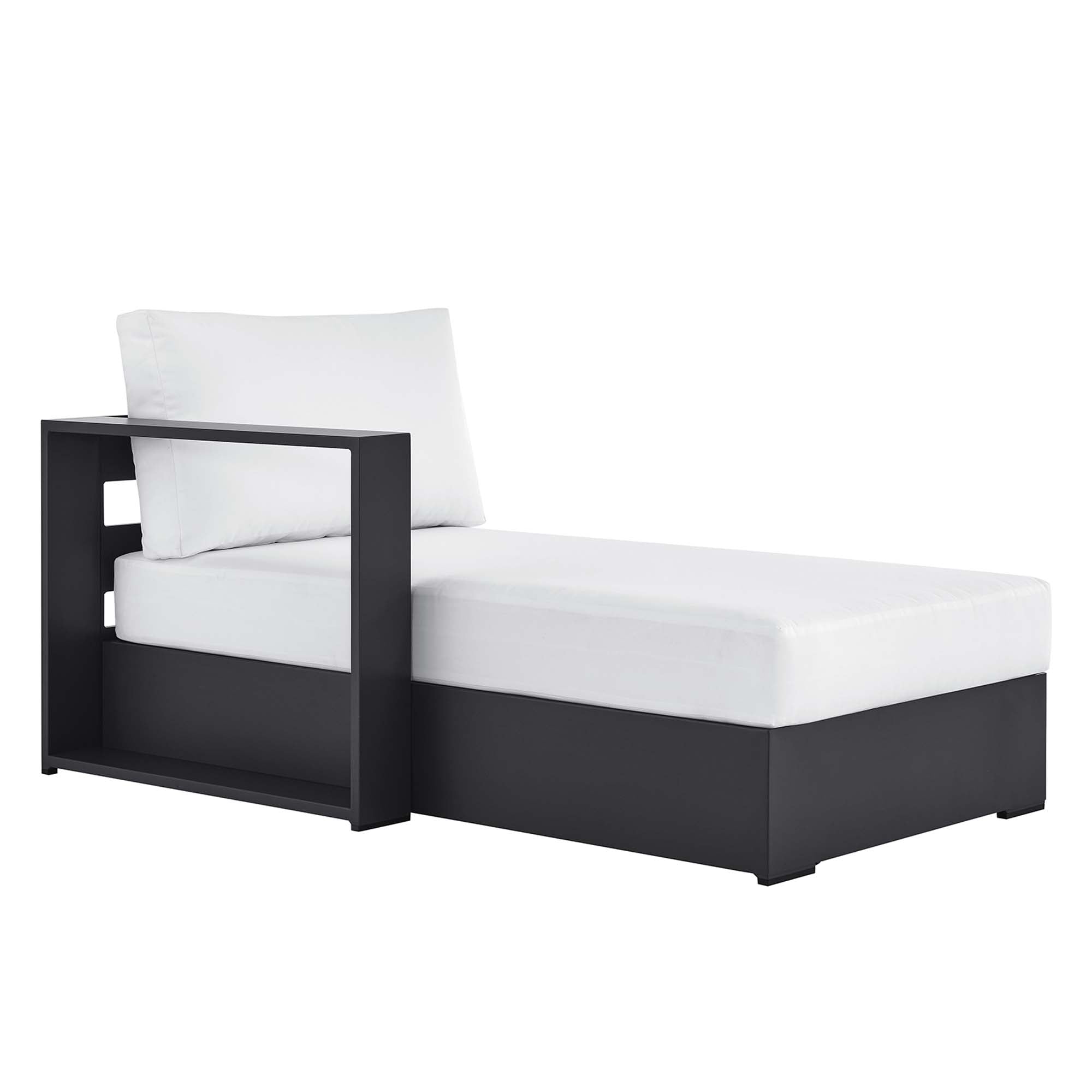 Tahoe Outdoor Patio Powder-Coated Aluminum Modular Left-Facing Chaise Lounge - Gray White