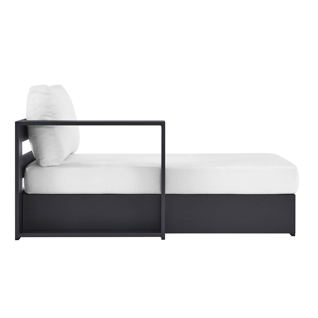 Tahoe Outdoor Patio Powder-Coated Aluminum Modular Left-Facing Chaise Lounge - Gray White