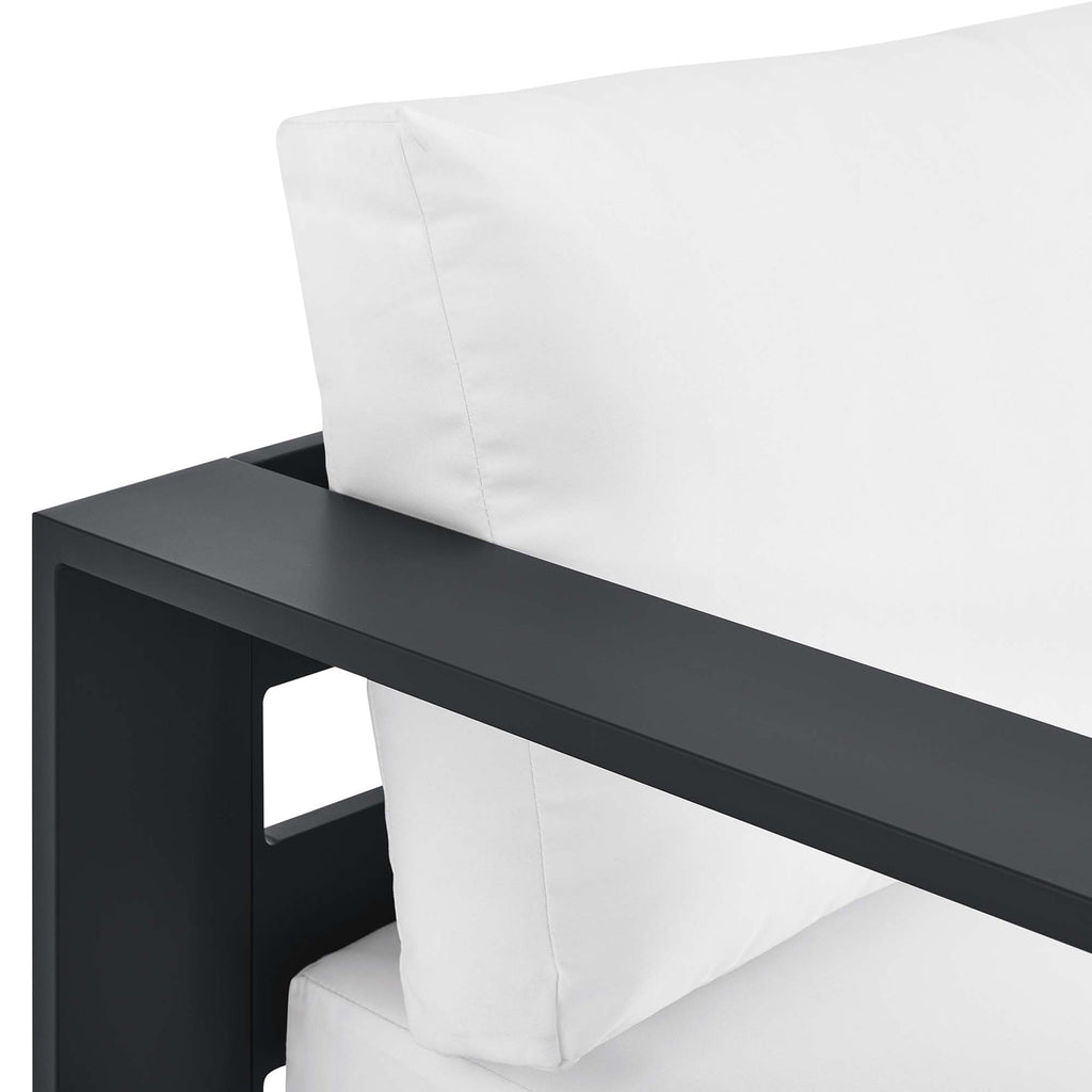 Tahoe Outdoor Patio Powder-Coated Aluminum Modular Left-Facing Chaise Lounge - Gray White