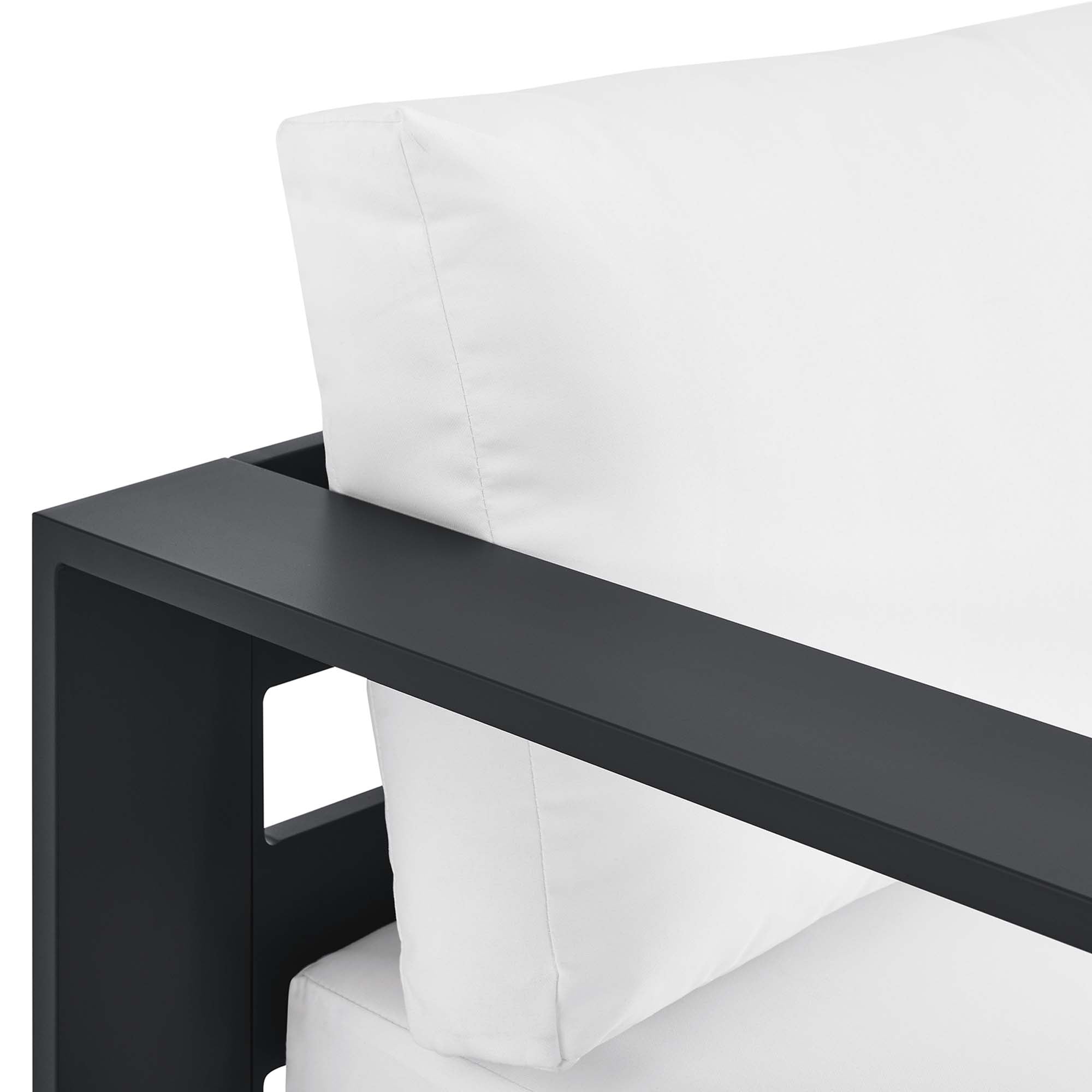 Tahoe Outdoor Patio Powder-Coated Aluminum Modular Left-Facing Chaise Lounge - Gray White
