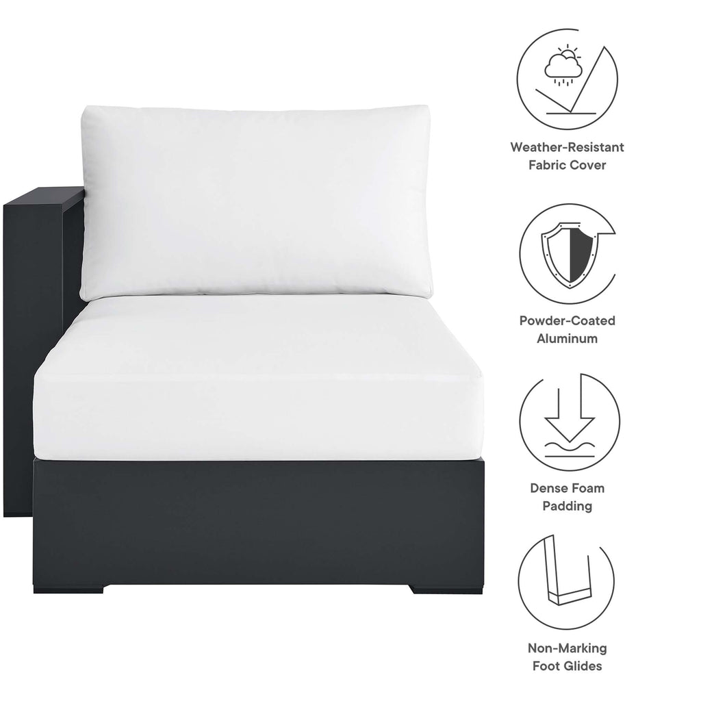 Tahoe Outdoor Patio Powder-Coated Aluminum Modular Left-Facing Chaise Lounge - Gray White