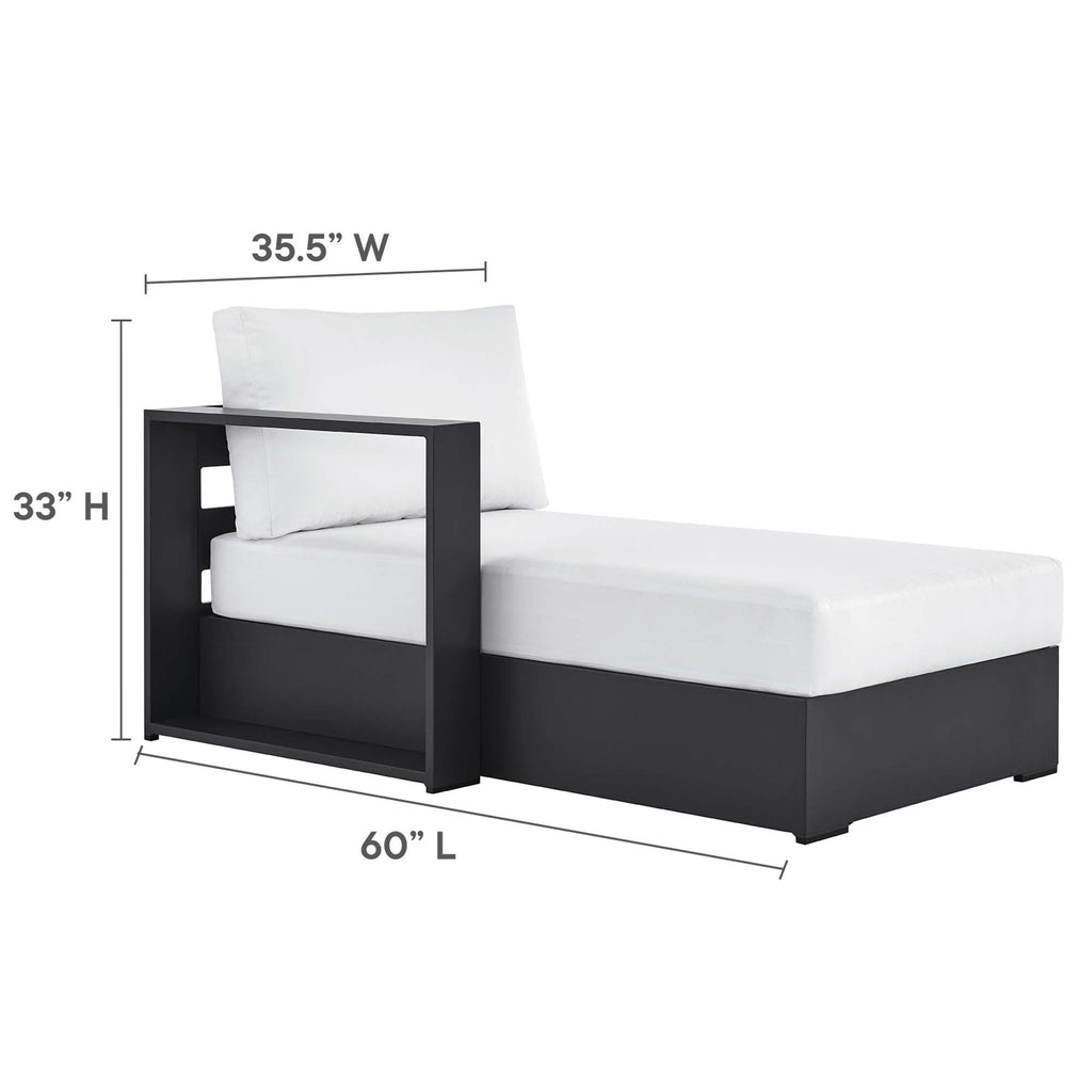 Tahoe Outdoor Patio Powder-Coated Aluminum Modular Left-Facing Chaise Lounge - Gray White