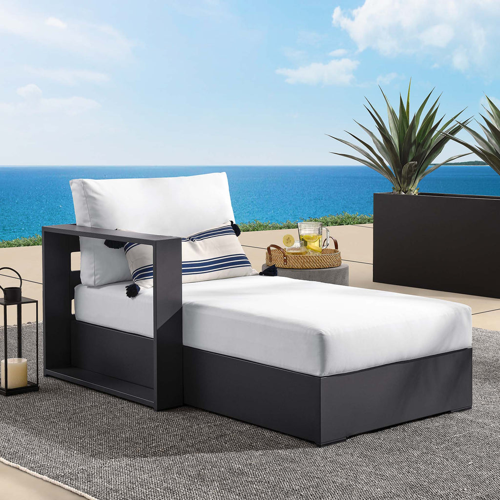 Tahoe Outdoor Patio Powder-Coated Aluminum Modular Left-Facing Chaise Lounge - Gray White