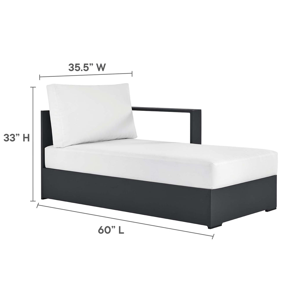 Tahoe Outdoor Patio Powder-Coated Aluminum Modular Right-Facing Chaise Lounge - Gray White