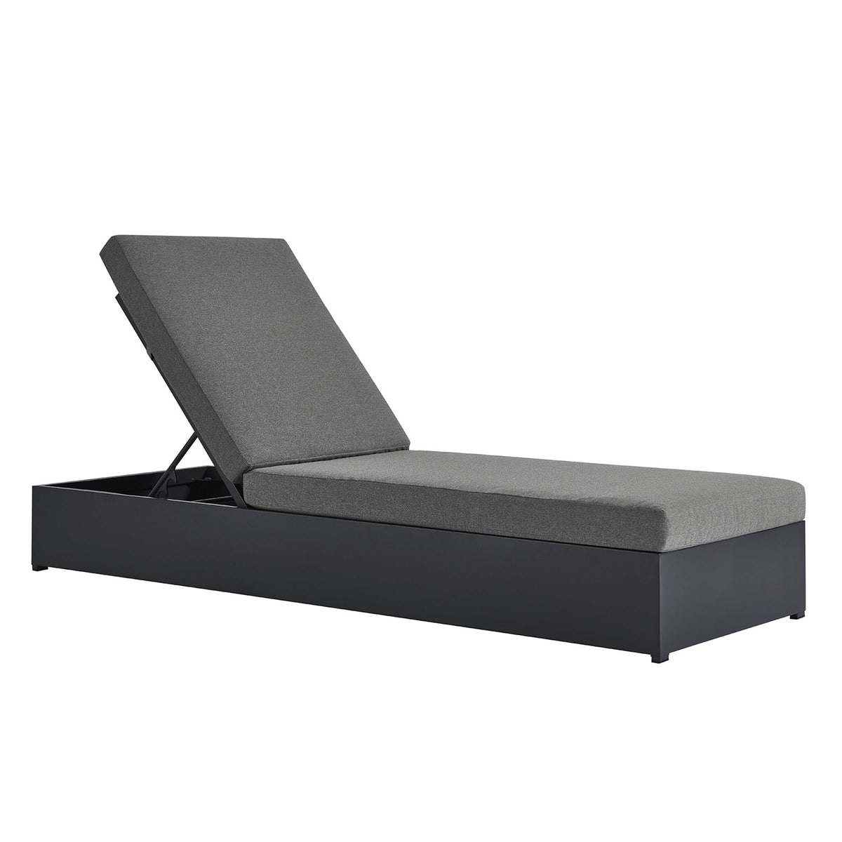 Tahoe Outdoor Patio Powder-Coated Aluminum Chaise Lounge Chair - Gray Charcoal