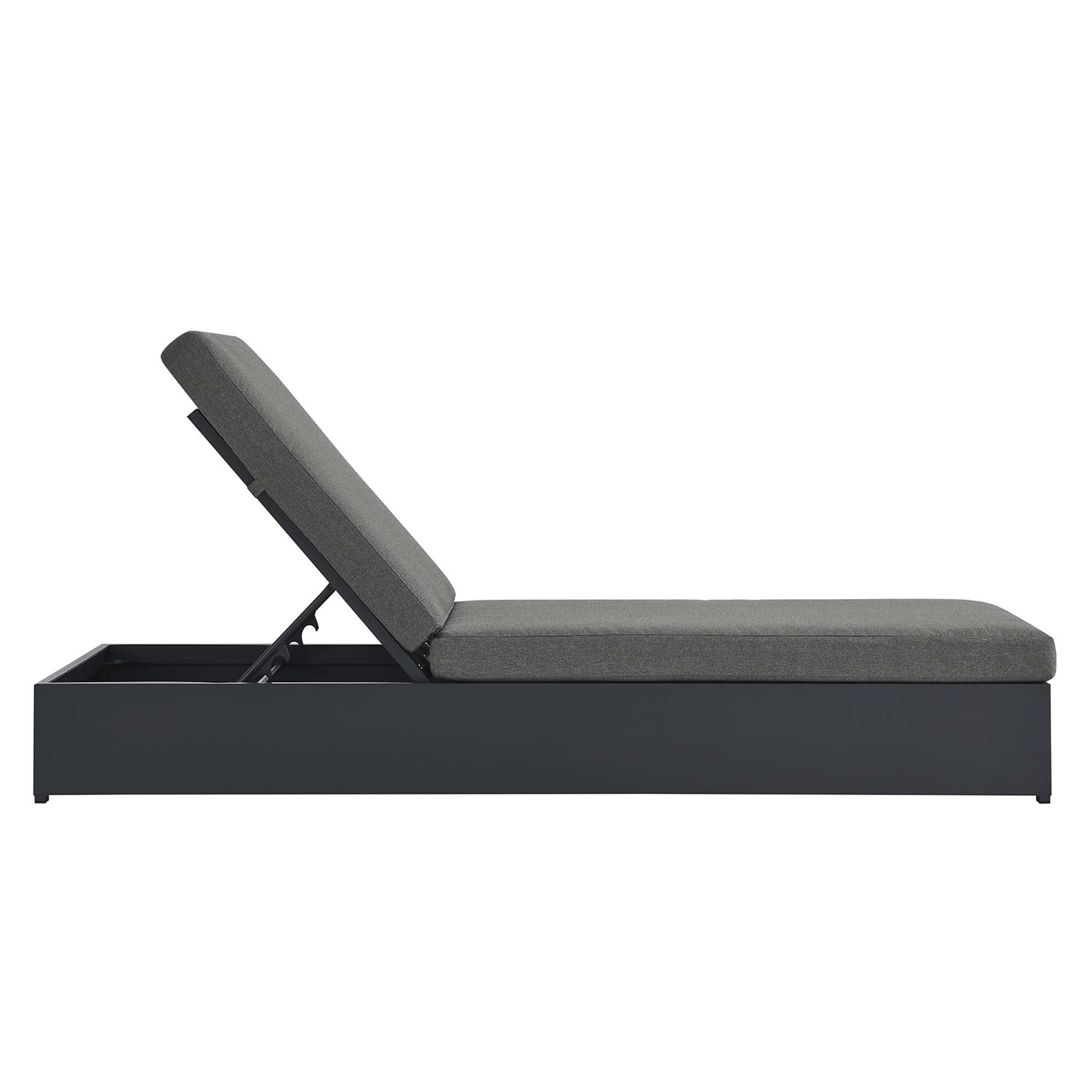 Tahoe Outdoor Patio Powder-Coated Aluminum Chaise Lounge Chair - Gray Charcoal