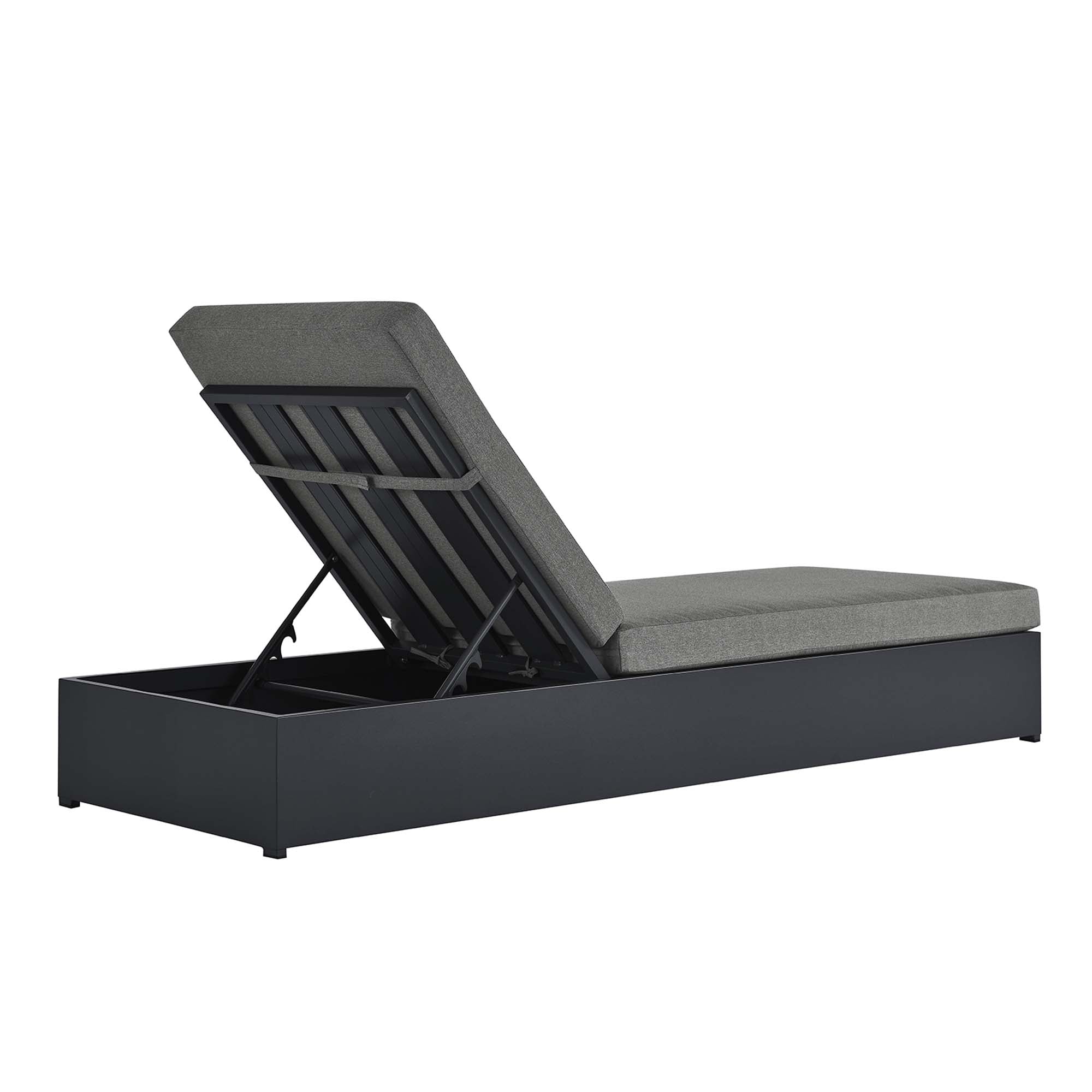 Tahoe Outdoor Patio Powder-Coated Aluminum Chaise Lounge Chair - Gray Charcoal