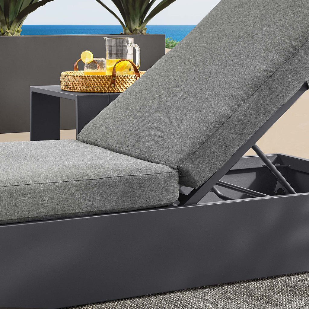 Tahoe Outdoor Patio Powder-Coated Aluminum Chaise Lounge Chair - Gray Charcoal