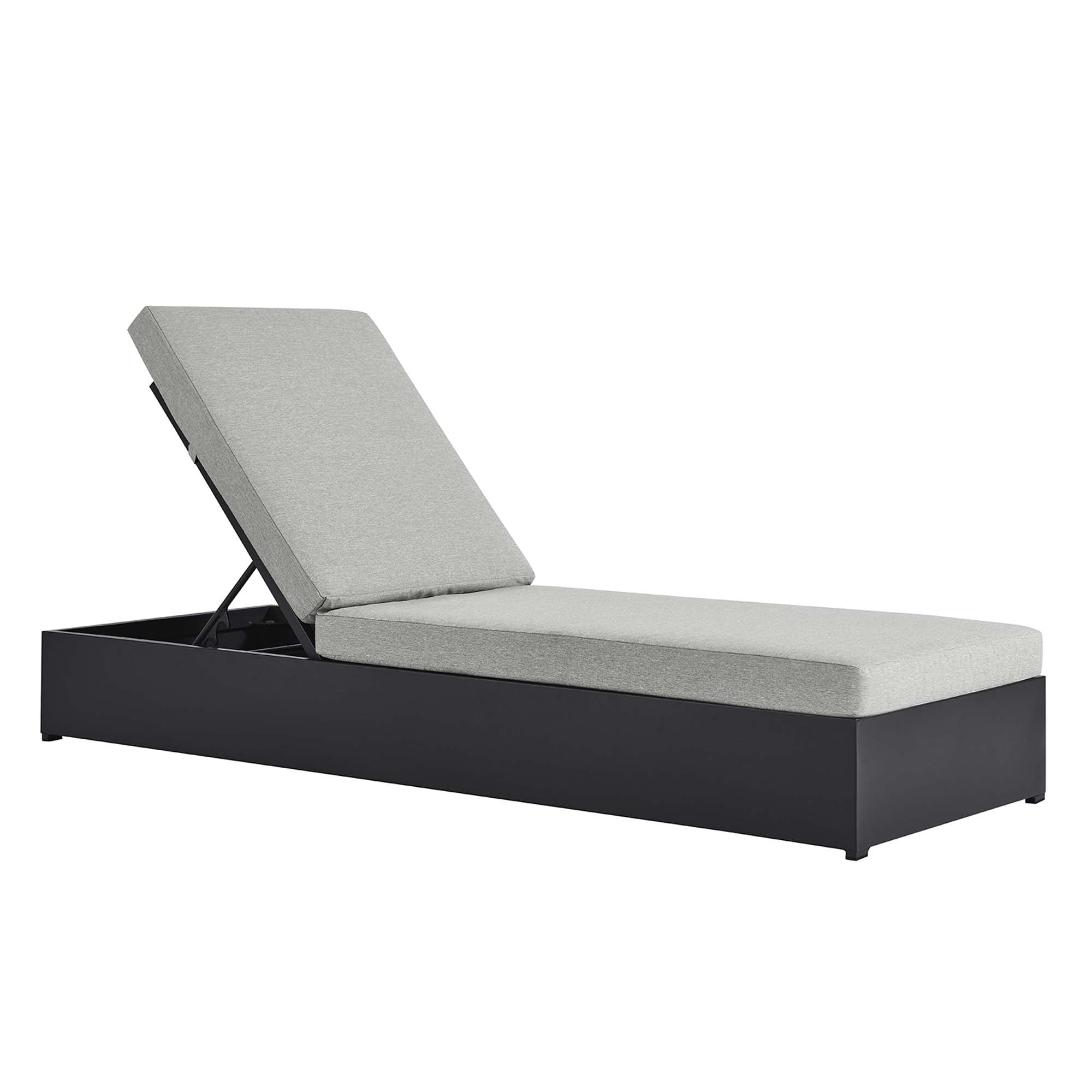 Tahoe Outdoor Patio Powder-Coated Aluminum Chaise Lounge Chair - Gray Gray