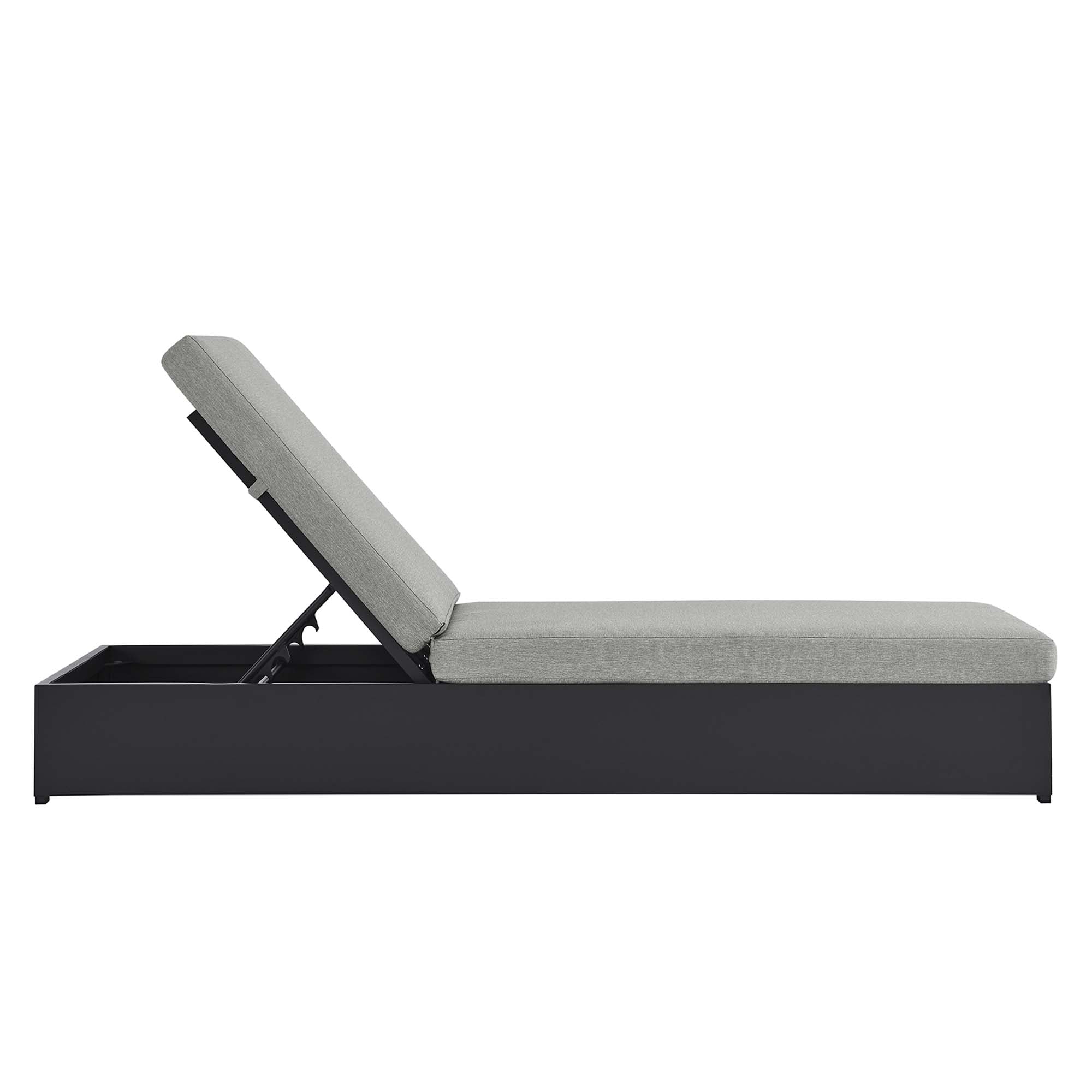 Tahoe Outdoor Patio Powder-Coated Aluminum Chaise Lounge Chair - Gray Gray