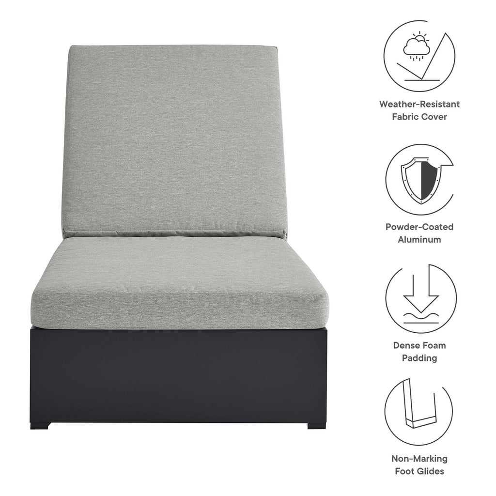 Tahoe Outdoor Patio Powder-Coated Aluminum Chaise Lounge Chair - Gray Gray