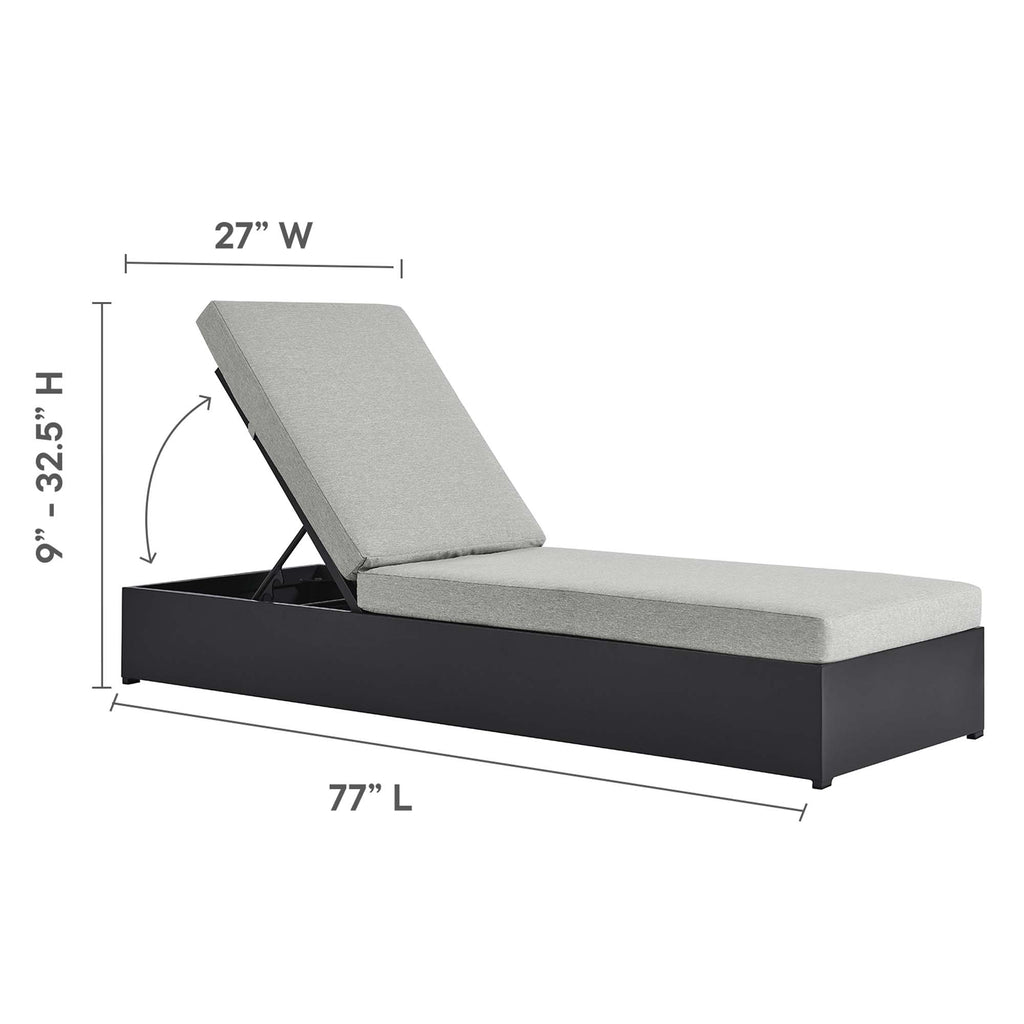 Tahoe Outdoor Patio Powder-Coated Aluminum Chaise Lounge Chair - Gray Gray