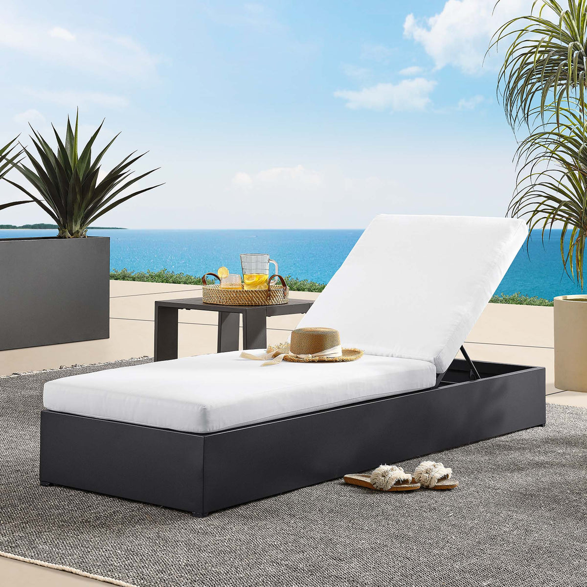 Tahoe Outdoor Patio Powder-Coated Aluminum Chaise Lounge Chair - Gray White