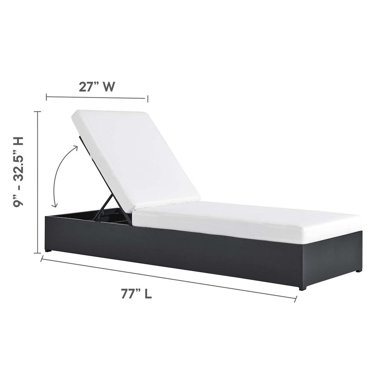 Tahoe Outdoor Patio Powder-Coated Aluminum Chaise Lounge Chair - Gray White