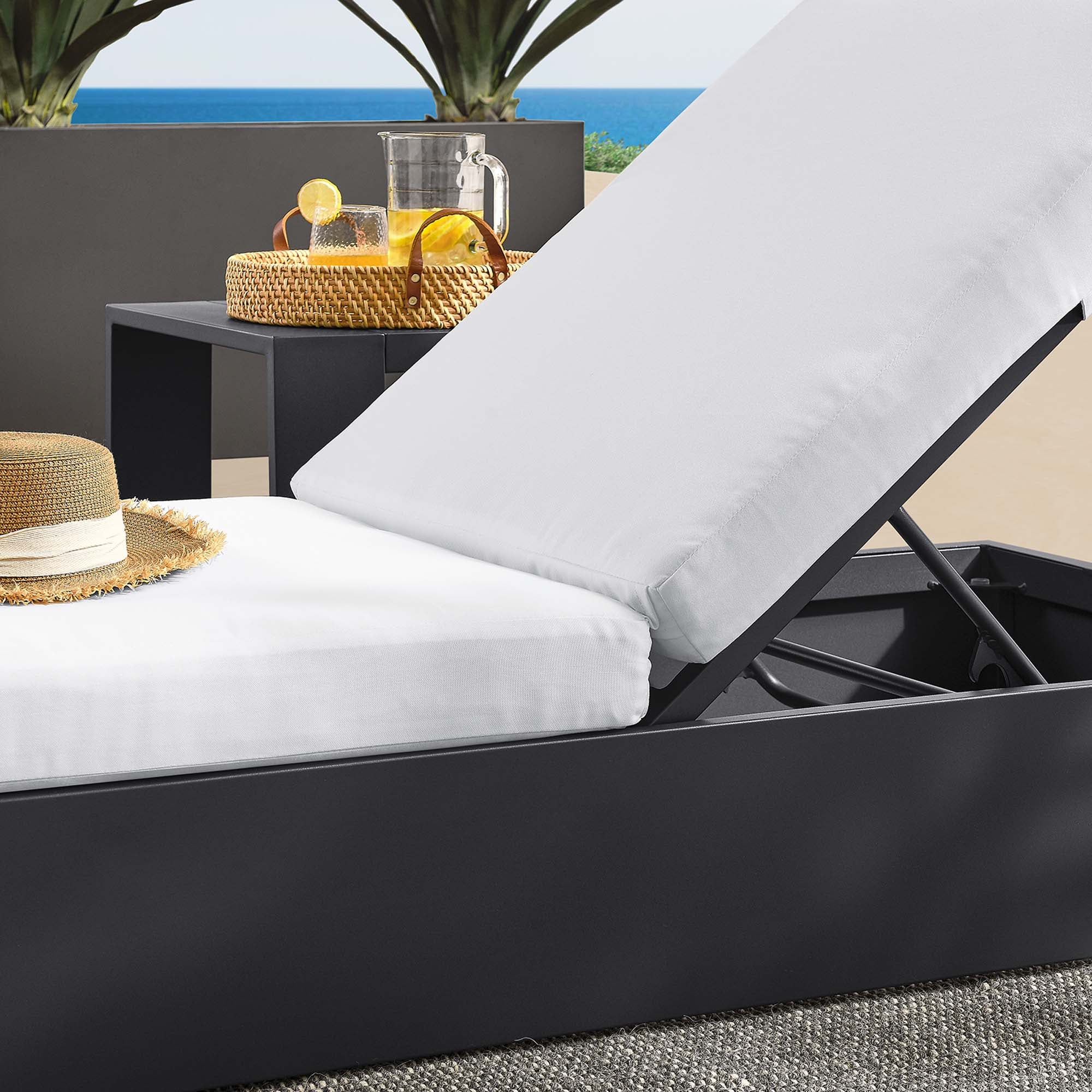Tahoe Outdoor Patio Powder-Coated Aluminum Chaise Lounge Chair - Gray White