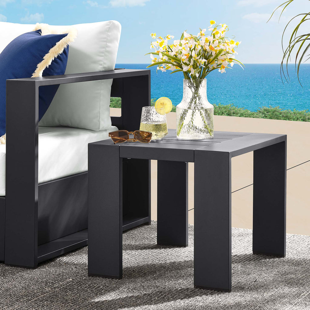 Tahoe Outdoor Patio Powder-Coated Aluminum End Table - Gray